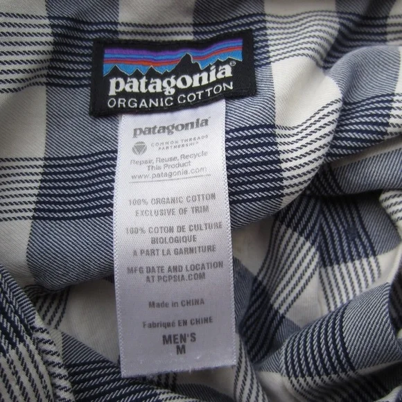 Patagonia Shirt Mens M Grey/white Plaid Pockets Button Up Cotton hiking outdoor - Picture 6 of 14